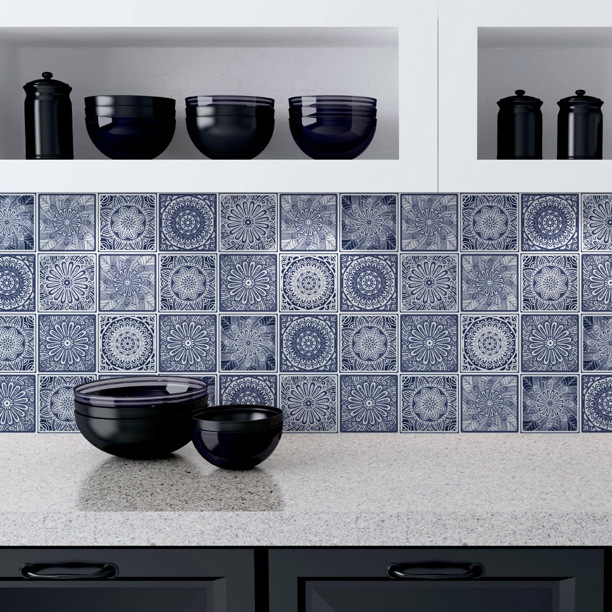 Ambiance Sticker Zelfklevende tegelmuurstickers voor keuken en badkamer - 24 etnische tegelstickers IZEL - 24 stickers 20x20cm Multi color