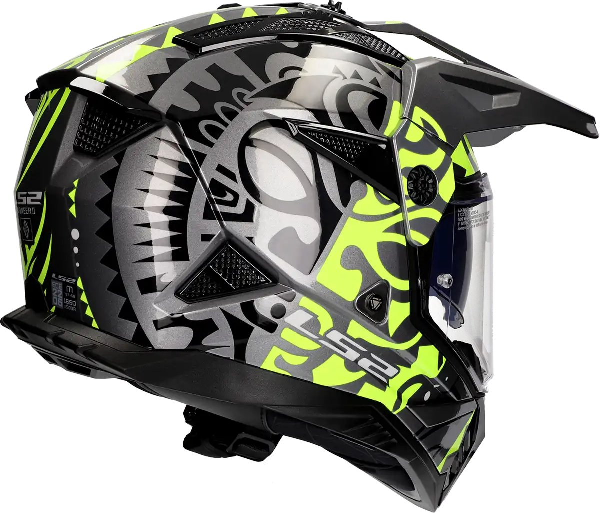 LS2 Helm Pioneer II Rangi MX702 fluor geel maat XL