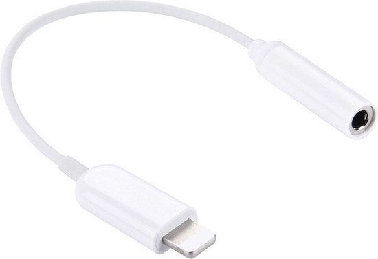 Witte Lightning naar 3,5 mm koptelefoonadapter met een flexibele kabel.
