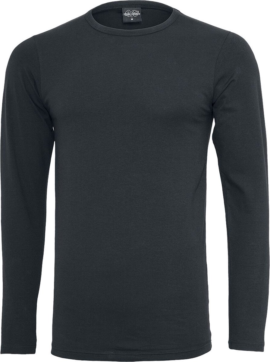Urban Classics Fitted Stretch Heren Shirt met lange mouwen – XL Zwart