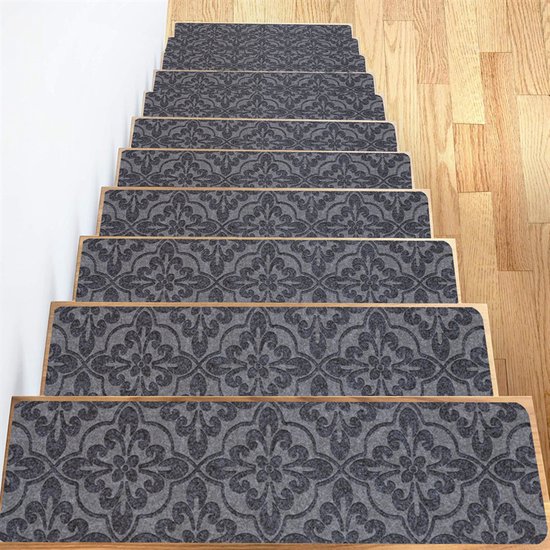 XIEMINLE Traptreden, zelfklevende trapkussens, indoor loper, covermat, veiligheidapijt, traptapijt voor kinderen, ouderen en huisdieren, antislip stapbescherming, traploper, tapijt (80 x 20 cm, 7