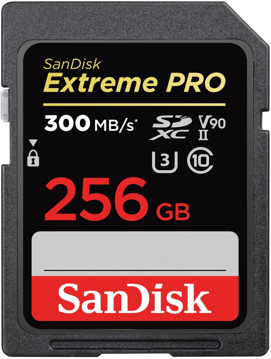 SanDisk 256GB SDXC Extreme Pro 300MB/s V90 UHS-II geheugenkaart