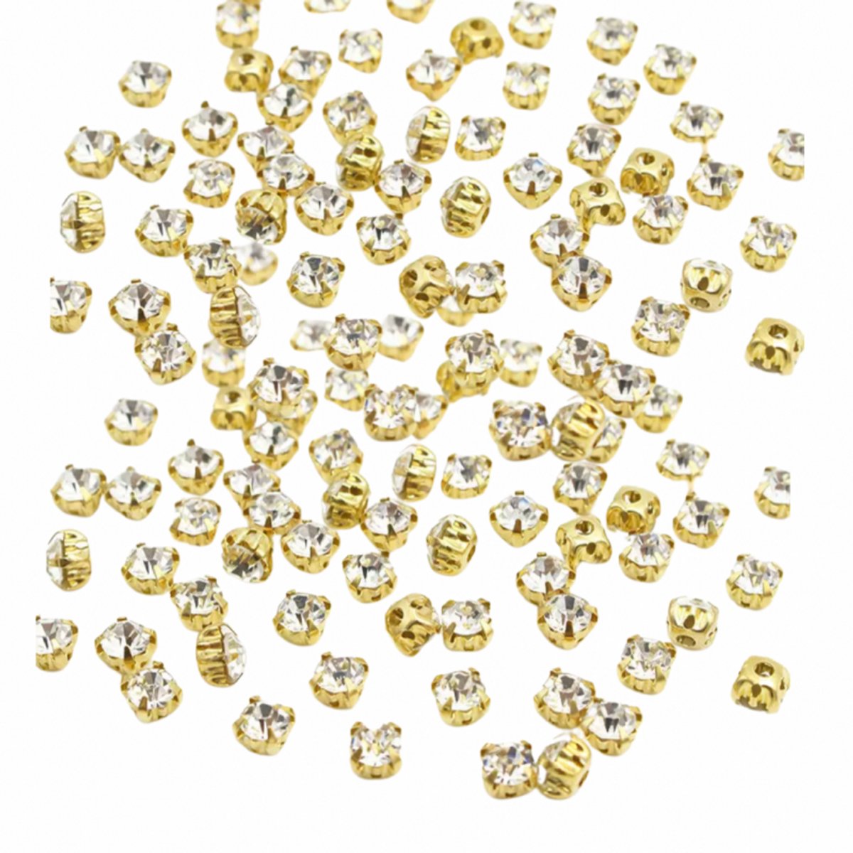 75 strass naai kralen goudkleurig-6 mm - Charme Bijoux