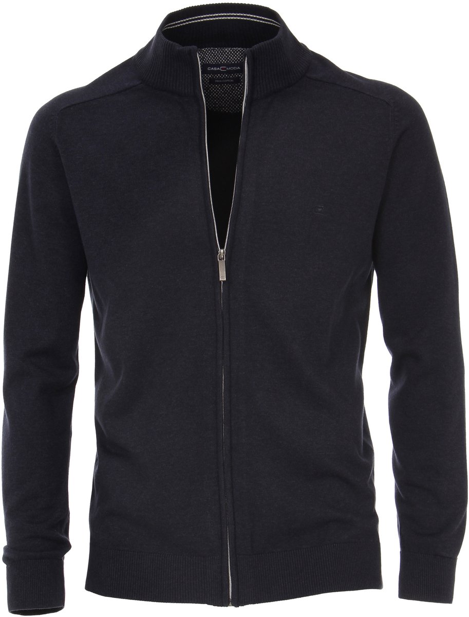 Casa Moda heren vest katoen - marine blauw (met rits)