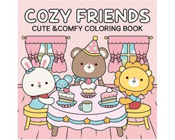 foto van Cozy Friends - 40 Schattige vellen kleurboek - Voor kinderen en volwassenen - Kawaii stijl dieren - Coloring book bold & easy