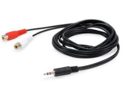 Jack naar tulp Audio kabel 2.5 meter 2 x RCA female naar 1 x 3.5mm male zwart