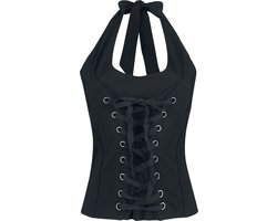 Black Premium by EMP Zwarte haltertop met vetersluiting - Dames - XL