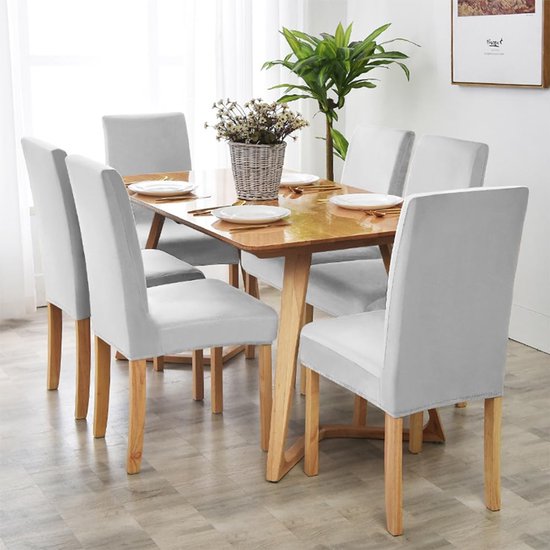 Universele Elastische Stoelhoezen Set van 4 voor Eetkamerstoelen in Crèmewit