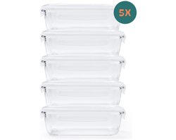 Köpke Vershoudbakjes BPA-vrij - 1040ml glas - 5 stuks - Meal prep bakjes - Diepvriesbakjes
