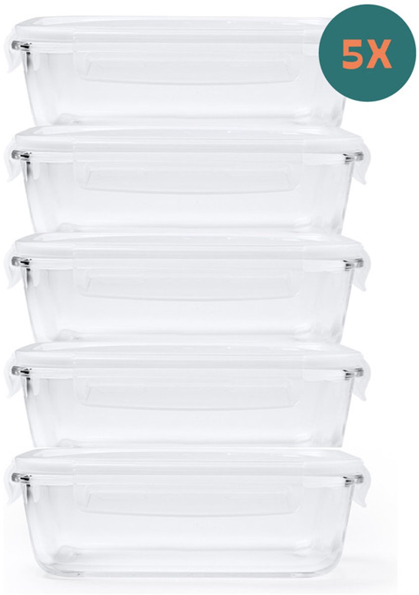 Köpke Vershoudbakjes BPA-vrij - 1040ml glas - 5 stuks - Meal prep bakjes - Diepvriesbakjes