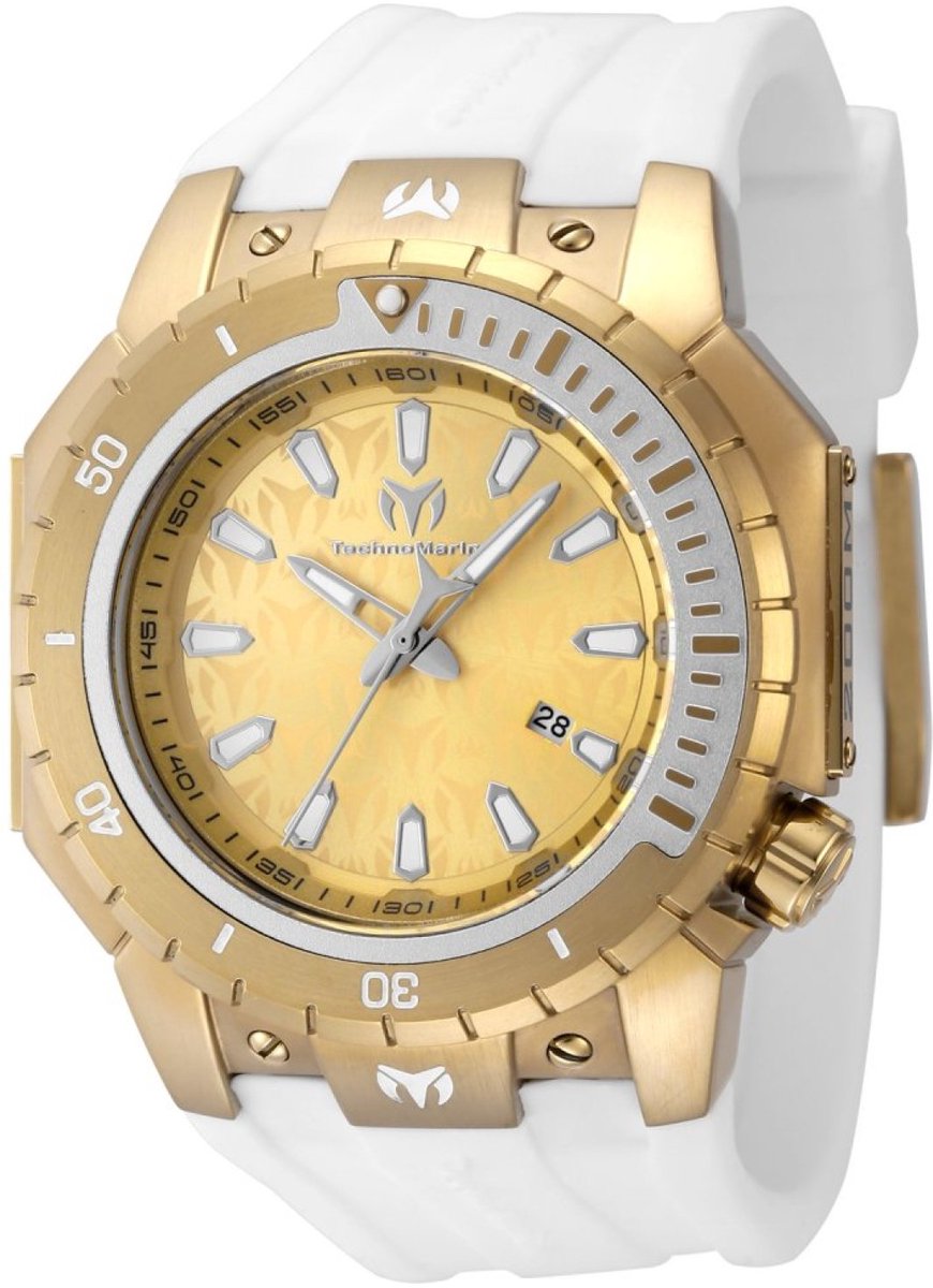 TechnoMarine Manta TM-224009 Heren Horloge - Waterdicht - Analoog - Quartz Uurwerk - Roestvrij Staal met gouden Wijzerplaat - 49mm