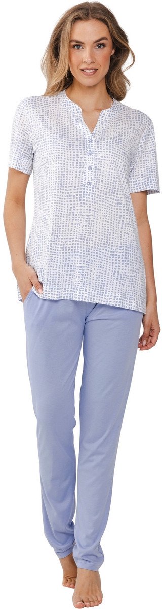 Pastunette Premium Pyjama Soft Sketches - Katoen/Modal - Wit/Blauw