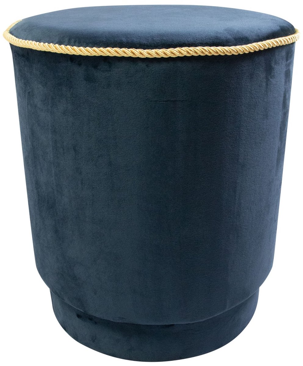 Mars & More poef fluweel goud navy 38x38x45cm Blauw