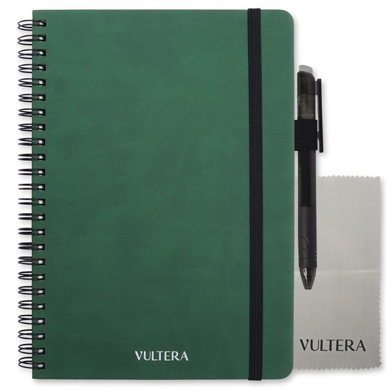 Vultera uitwisbaar notitieboek - A5 - Leer - Emerald Green