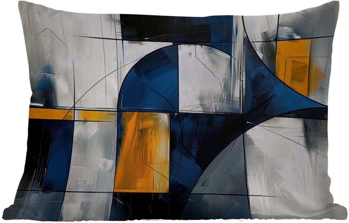 Buitenkussens - Abstract - Vormen - Goud - Blauw - Geometrisch - 60x40 cm - Weerbestendig