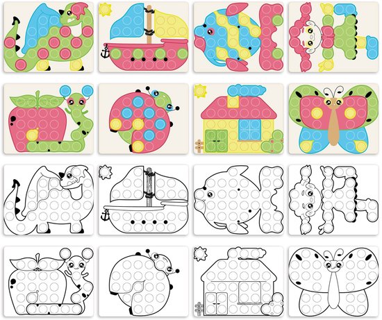Quercetti Play Eco+ FantaColor Insteek Mozaïek Junior (58-Delig) van "Quercetti" — afbeelding 3