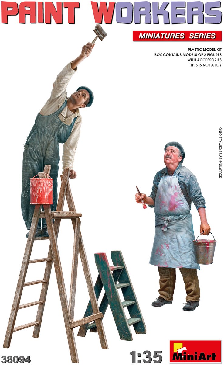 MiniArt Modelbouwpakket Diorama - 38094 Schilders met Accessoires voor Diorama - 2 Figuren Plastic - 1:35 - Modelbouw