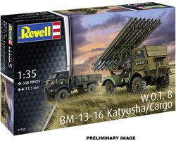 Revell Modelbouwpakket Auto - 63338 Fordson - BM-13-16 op WOT8 Katyusha/Cargo - Militaire Truck - Model Set Plastic - 1:35 - Modelbouw