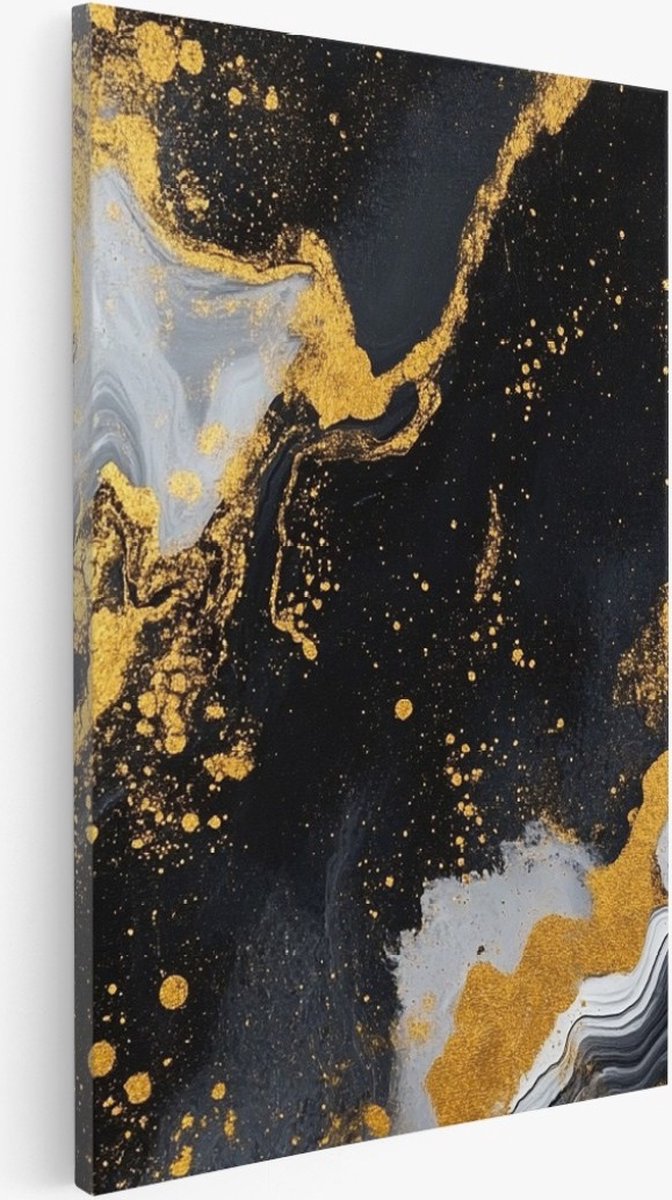 Saammp Canvas Schilderij - Vloeibaar - Zwart - Abstract kunstwerk - 20x30 - Foto op canvas - Wanddecoratie - Muurdecoratie Woonkamer - Slaapkamer decoratie - Canvas Print Multicolor