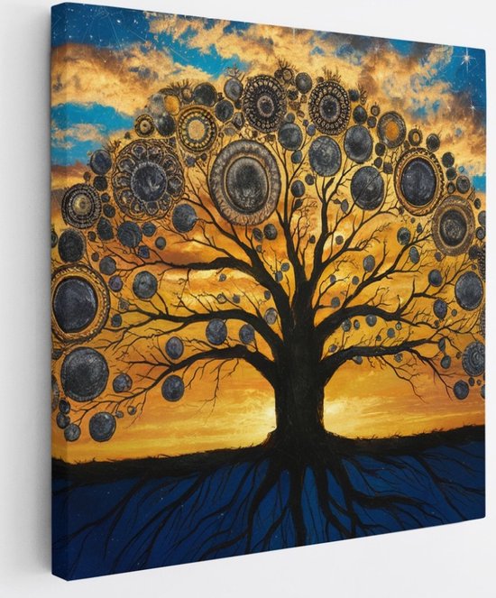 Saammp Canvas Schilderij - Spirutuele boom - Landschap - Natuur - 20x20 - Foto op canvas - Wanddecoratie - Muurdecoratie Woonkamer - Slaapkamer decoratie - Canvas Print