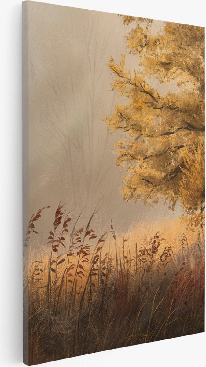 Saammp Canvas Schilderij - Gele Boom - Bloemen - Landschap - Natuur - 20x30 - Foto op canvas - Wanddecoratie - Muurdecoratie Woonkamer - Slaapkamer decoratie - Canvas Print Multicolor