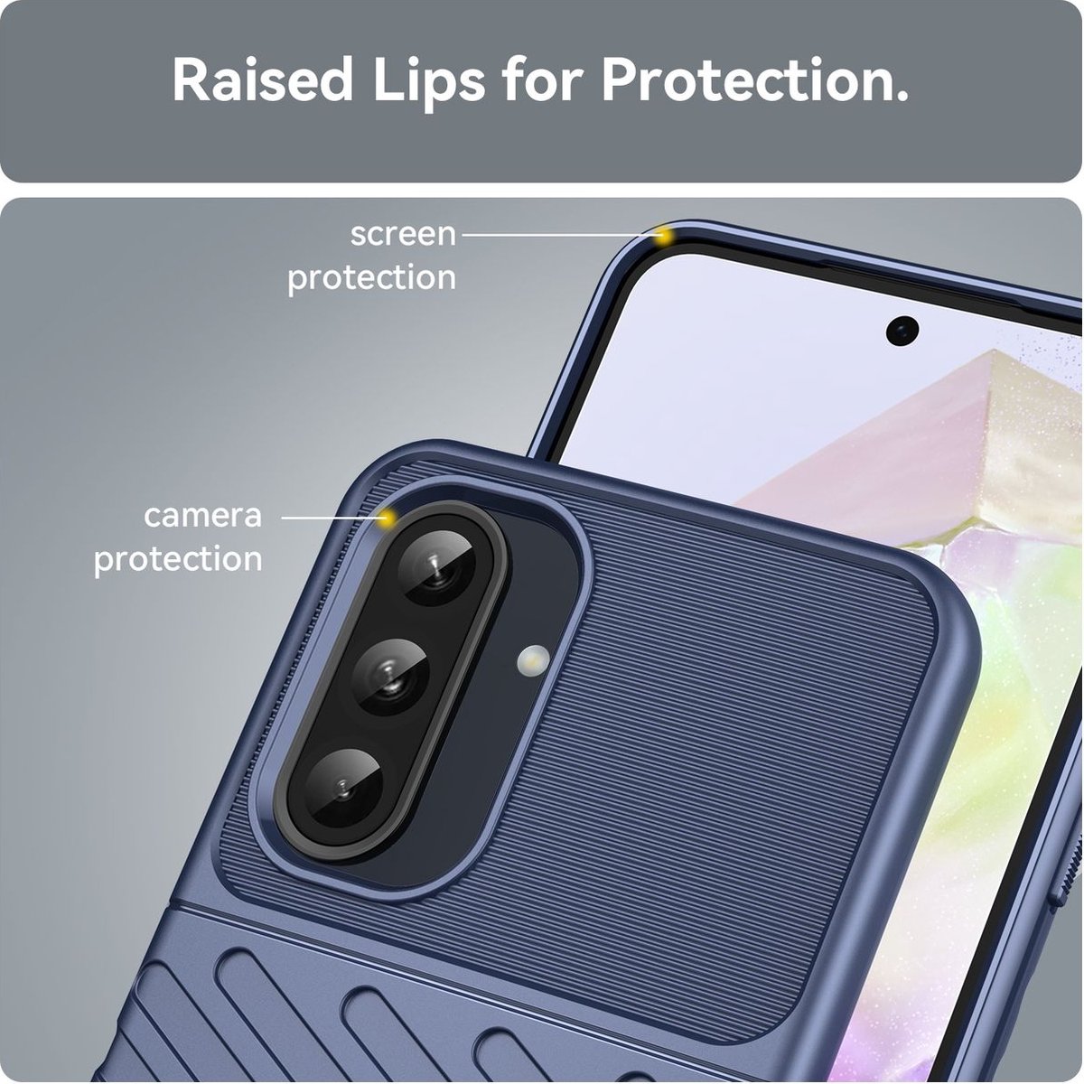 Mobigear Hoesje geschikt voor Samsung Galaxy A56 Telefoonhoesje Flexibel TPU | Mobigear Groove Backcover | Galaxy A56 Case | Back Cover - Blauw