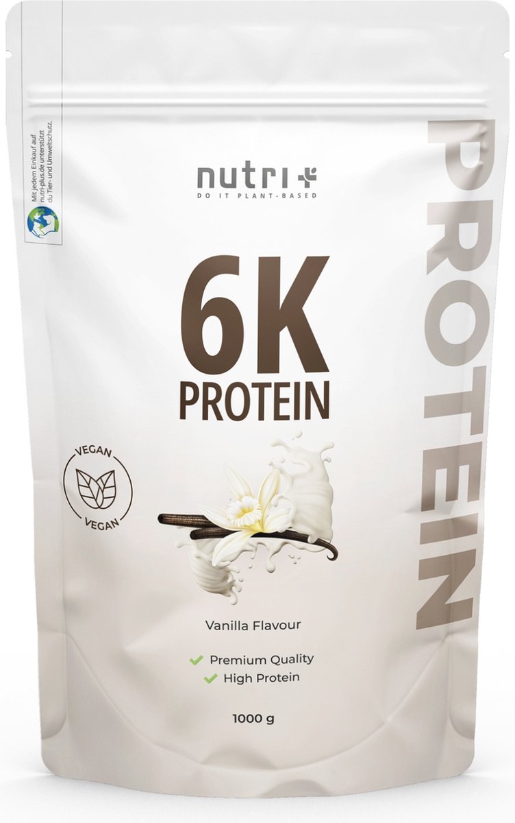 Goedkoopste nutri 6K Protein - Eiwitpoeder Vanilla - Veganistisch proteïne poeder - met eiwitten uit zes plantaardige grondstoffen - Eiwit Shake - 1000 g