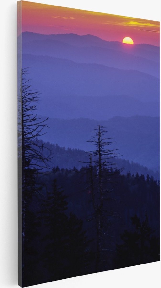 Saammp Canvas Schilderij - Paarse lucht door zonsondergang - Landschap - Natuur - 60x90 - Foto op canvas - Wanddecoratie - Muurdecoratie Woonkamer - Slaapkamer decoratie - Canvas Print Multicolor
