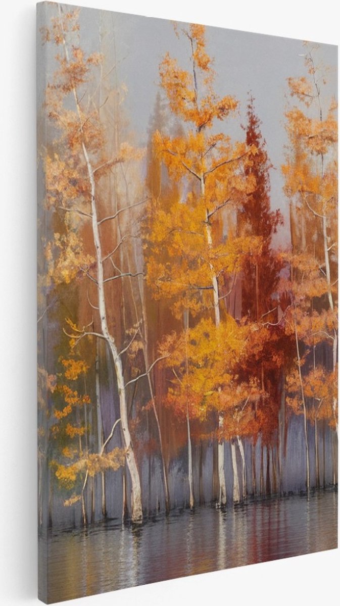 Saammp Canvas Schilderij - Kleurrijke bomen - Natuur - Abstract - 50x70 - Foto op canvas - Wanddecoratie - Muurdecoratie Woonkamer - Slaapkamer decoratie - Canvas Print Multicolor