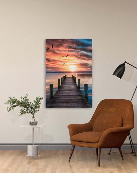Tableau sur toile Saammp - Échafaudage avec oiseaux - Paysage - Nature - 80x120 - Photo sur toile - Décoration murale - Décoration murale Salon - Décoration chambre - Impression sur toile