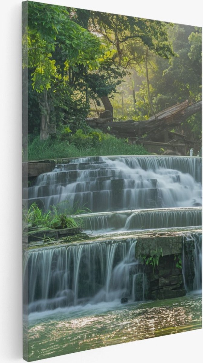 Saammp Canvas Schilderij - Kleine Waterval - Landschap - Natuur - 30x45 - Foto op canvas - Wanddecoratie - Muurdecoratie Woonkamer - Slaapkamer decoratie - Canvas Print Multicolor