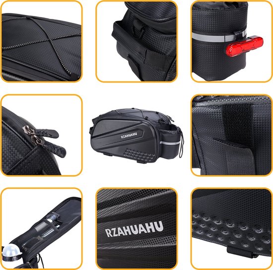 Fiets Bagagedragertas – 10-27L Uitbreidbaar – Waterdicht, Reflecterend, Met Regenhoes & Schouderband – Voor MTB, E-bike En Woon-werk