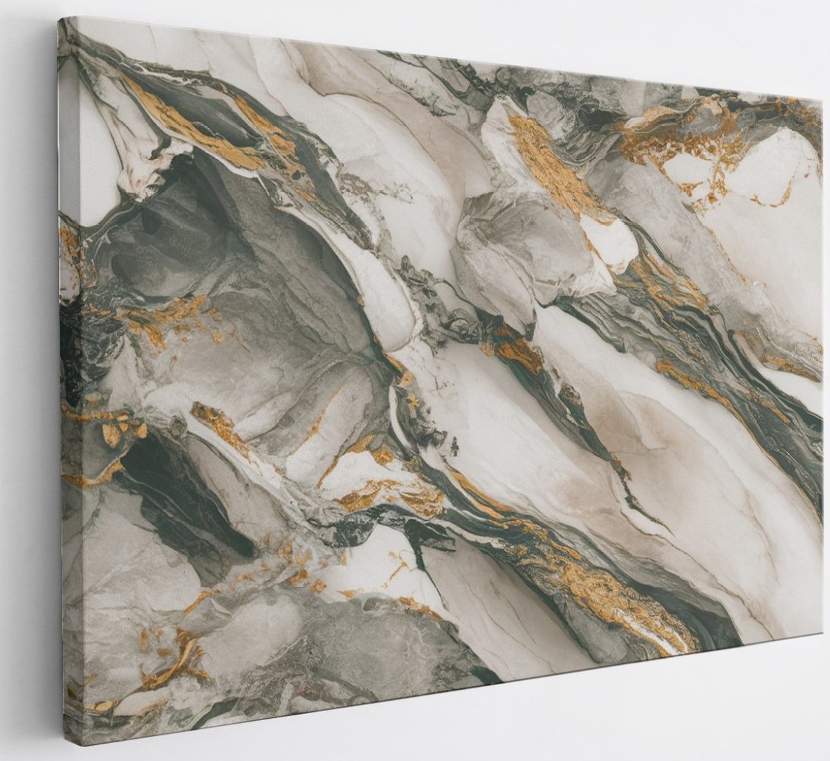 Saammp Canvas Schilderij - grijs marmer - Abstract - 45x30 - Foto op canvas - Wanddecoratie - Muurdecoratie Woonkamer - Slaapkamer decoratie - Canvas Print Multicolor