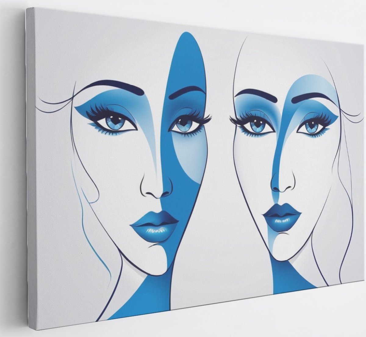Saammp Canvas Schilderij - 2 gezichten - Abstract - 70x50 - Foto op canvas - Wanddecoratie - Muurdecoratie Woonkamer - Slaapkamer decoratie - Canvas Print Multicolor