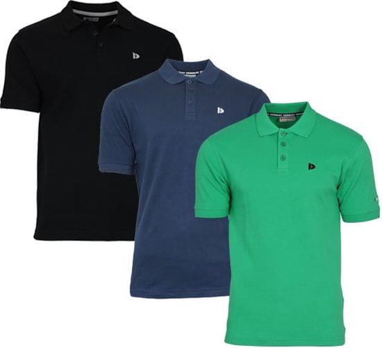 3-Pack Donnay - Polo (Noah) - Sportpolo - Heren - Black/Navy/Grass green (683) - maat M