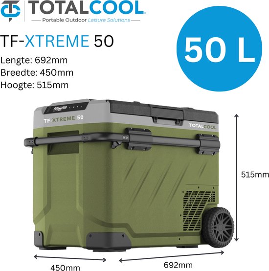 TotalCool TF Extreme 50 compressor koelbox duo zone Camo Green - 12 / 24 / 230V geschikt voor caravan, camper, tent, vouwwagen, vrachtwagen, boot, thuis van TotalCool — afbeelding 4