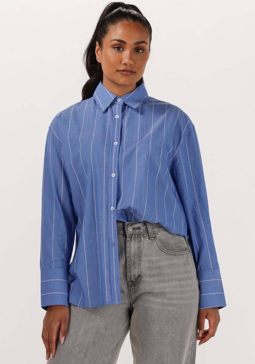 WITHBLACK Wblnoa Ls Striped Shirt Dames - Jurken - Blauw - Maat M