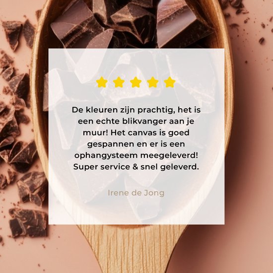 Canvas schilderij 80x120 cm - Exclusieve wanddecoratie Chocola - Hout - Lepel - Muurdecoratie woonkamer - Slaapkamer decoratie - Kamer accessoires - Schilderijen op canvas