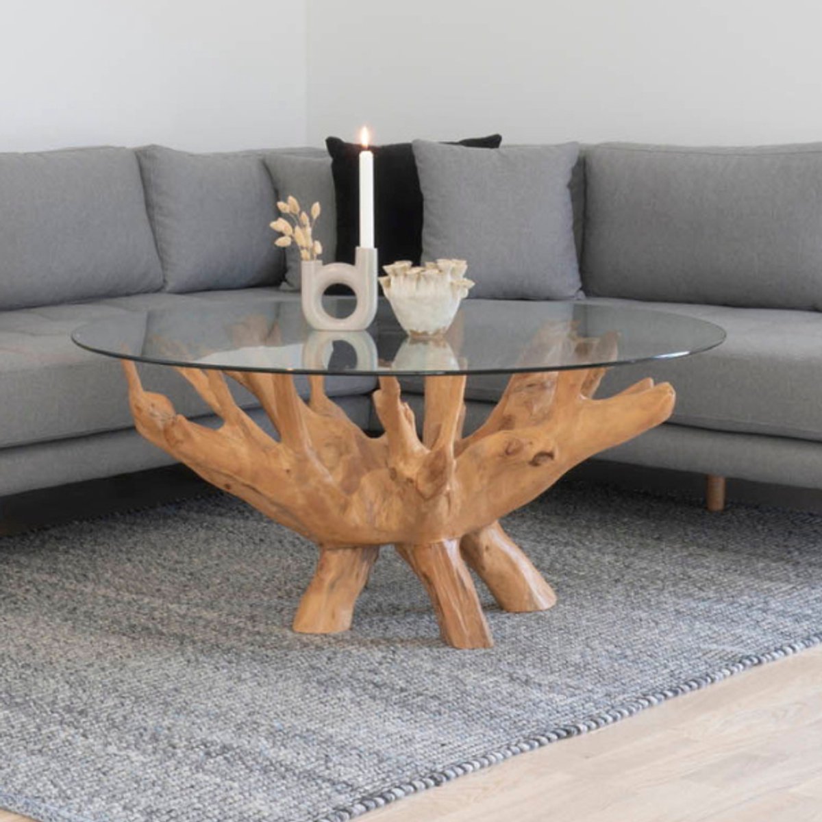 House Nordic Salontafel Amazonas Glas Ø110cm Bruin