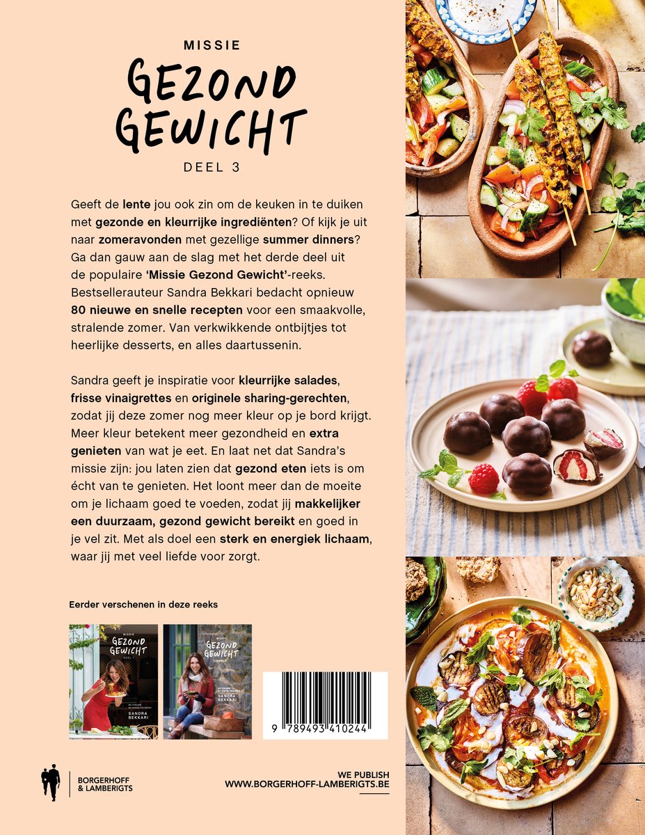 Boekomslag met de titel "Missie Gezond Gewicht Deel 3". Rechtsonder een selectie van gezonde gerechten.