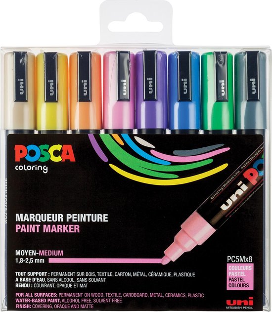 Uni Posca Stiften Pastel Colors PC5M 2.5 mm lijn
