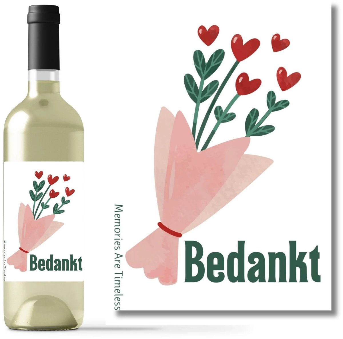 Wijnetiket Bedankt | Stijlvol Wijnlabel om Iemand te Bedanken | Cadeau voor Vriend, Collega of Geliefde