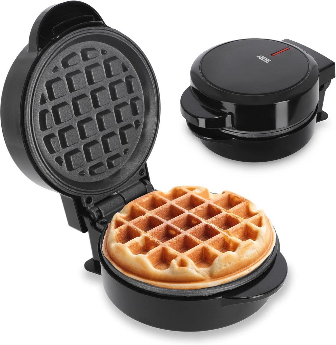 Mini Wafelijzer voor 1 Persoon | Belgische Wafels in Rond | Ideaal voor Feestjes en Verjaardagen | 550W | Antiaanbaklaag | Compact