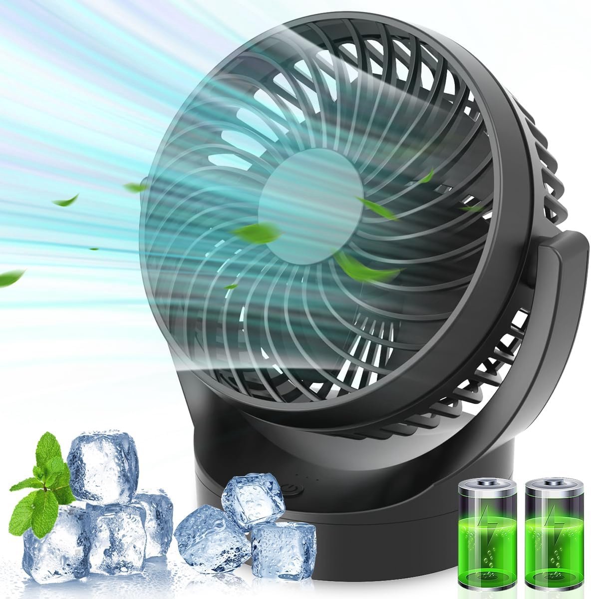 Draagbare USB-ventilator met 5 Snelheden en 3000 mAh Batterij - Stil en Oplaadbaar voor Thuis en Reizen