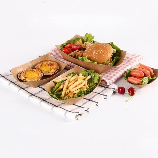 GOSHIES Frietschalen 125 stuks curryworst schalen kraftpapier kartonnen schalen kraft slakom fingerfood kommen voor friet macarons curryworst salades
