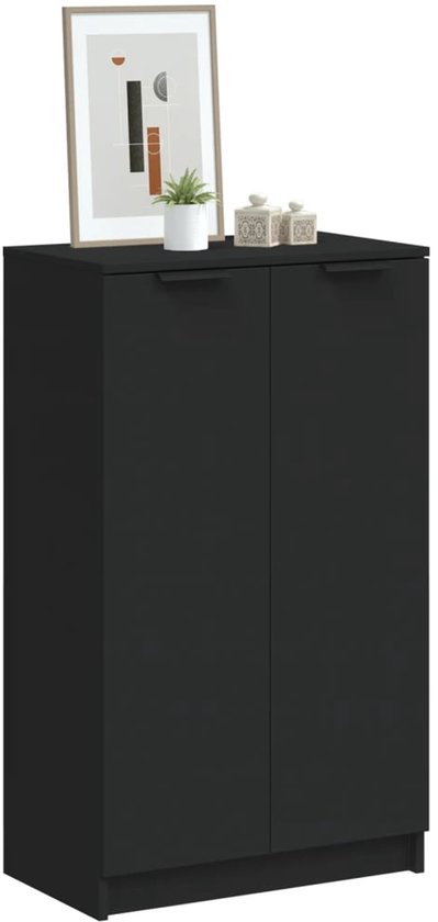 vidaXL Schoenenkast Zwart 59x35x100 cm Hout Schoenenkast - Schoenuitlegger - Bergruimte - Opslag - Houten Schoenenkast