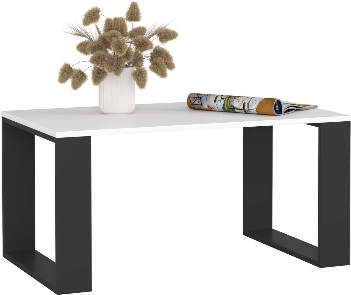Salontafel Koffietafel NOX / Wit - Zwart / 92x45x53 cm