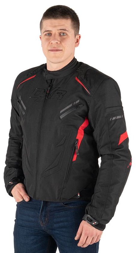 Veste moto TRUSTER Homme 4 saisons Zwart/Rouge S Homologué CE par MOTOBLOUZ