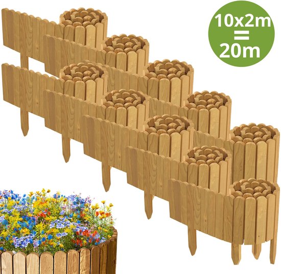 Floranica Rollborder Clôture Flexible En Bois De Pin 200 X 20 Cm Brune Bordure De Parterre De Gazon Décoration Clôture De Jardin Exterieur Pour Vergers Palissade En Bois