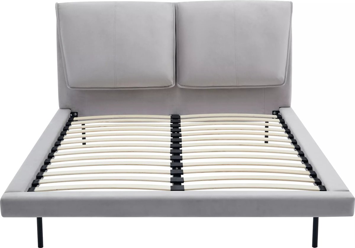 Vente-unique Bedframe fluweel grijs 160 x 200 cm